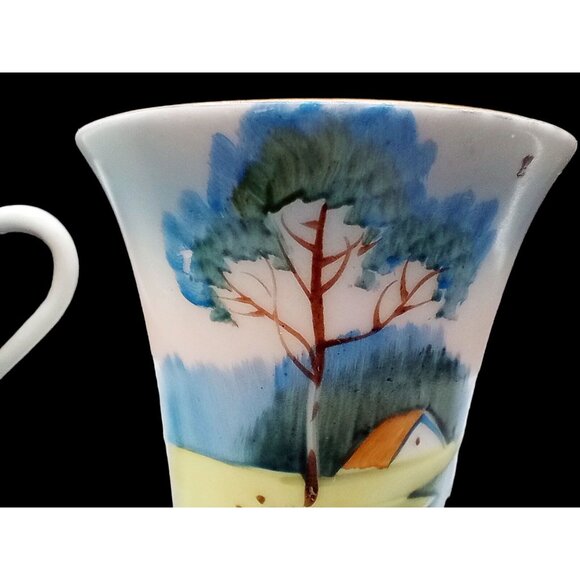 Chikaramachi Tea Cups Saucer Set Cottage Landscape Porcelain Japanese Vintage - Picture 5 of 13